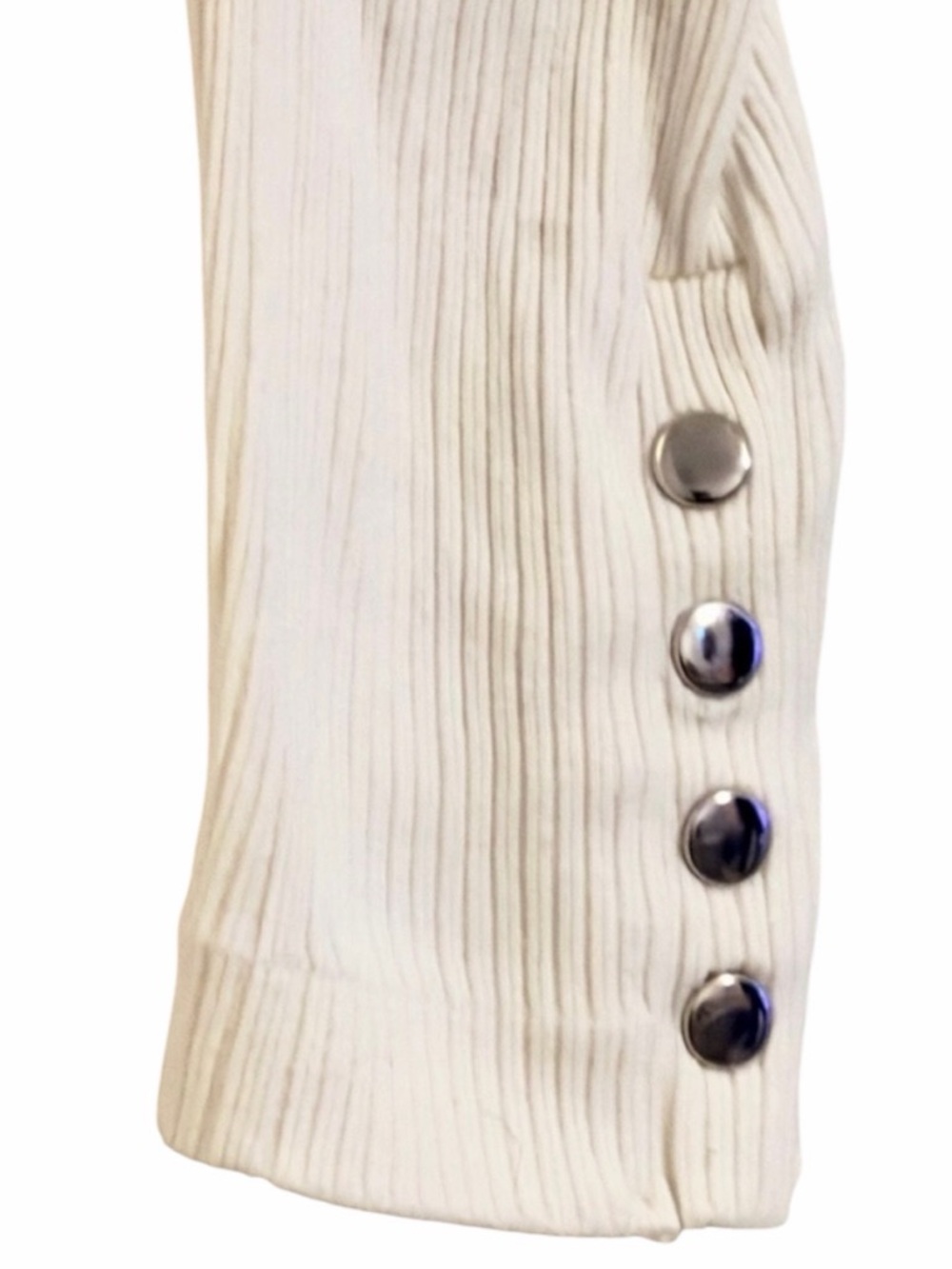 Poof! Ivory Ribbed Leggings with Button Hem Details Size M/L - Picture 2 of 7
